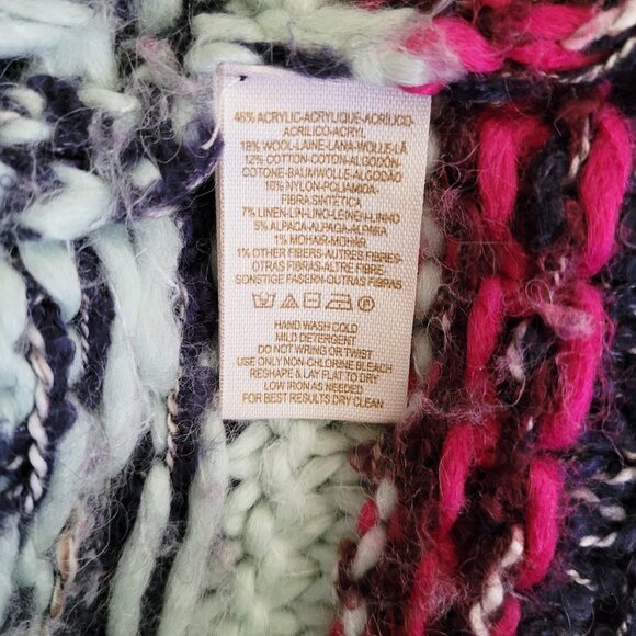 Free People Fair Isle Sweater Small Multicolor Wool Alpaca Mohair Chunky Knit - Picture 9 of 10